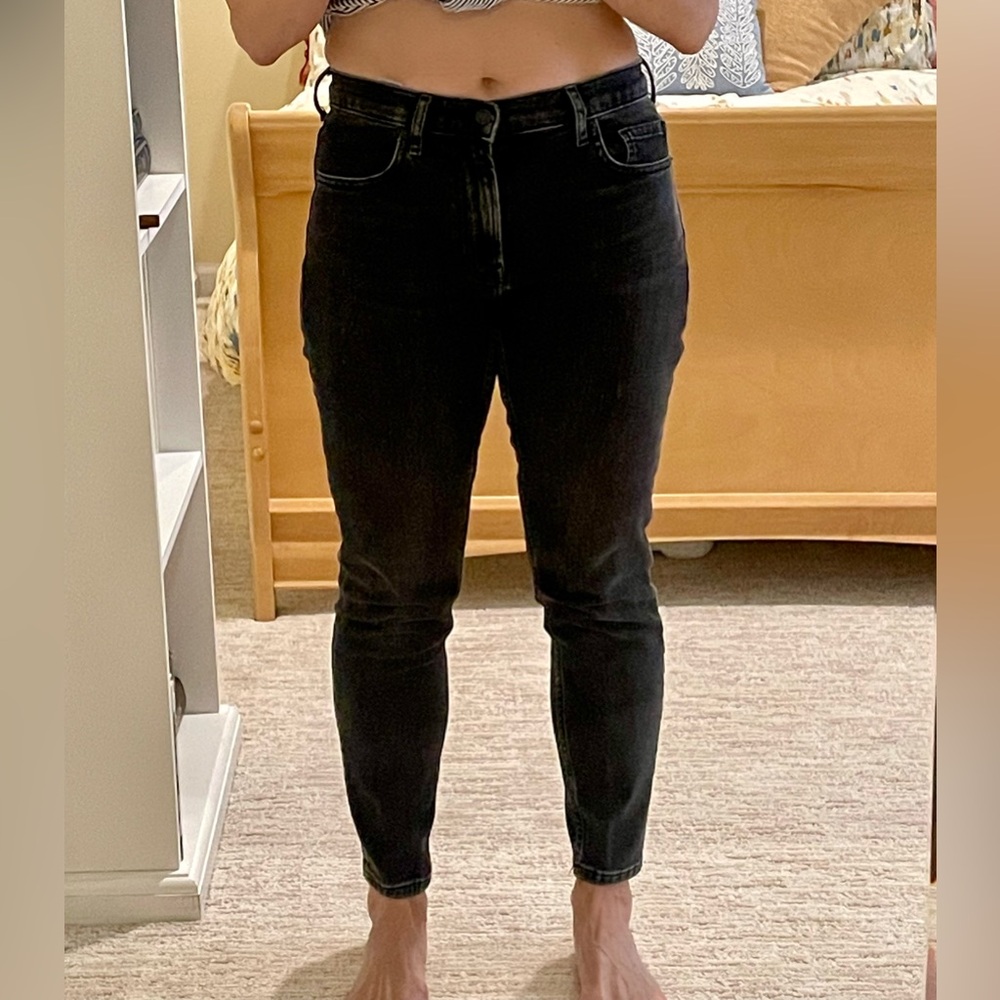 Everlane distressed, dark grey jeans, 27 ankle
